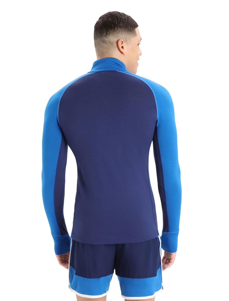 Base Layers Icebreaker 260 ZoneKnit™ Merino Long Sleeve Half Zip Męskie Królewski Niebieski Granatowe | PL 1623TCEV